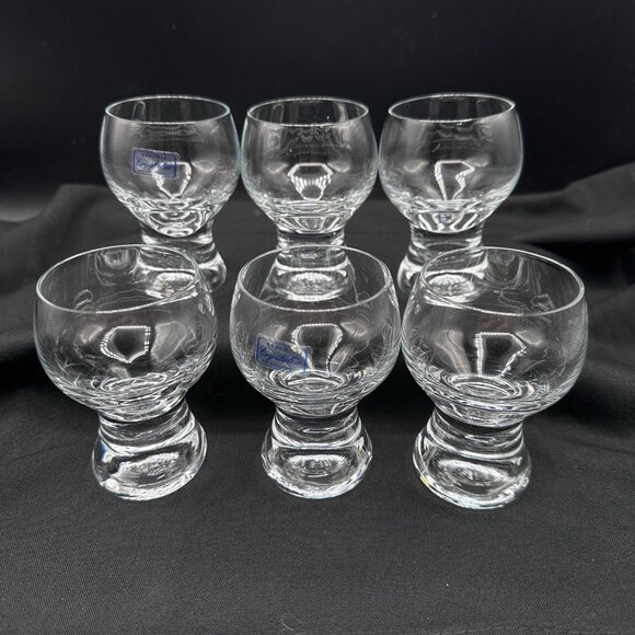 Bohemian Czech Crystal Shot Glasses 3oz Weighted Base Set of 6 Vintage 1990s - Picture 1 of 8